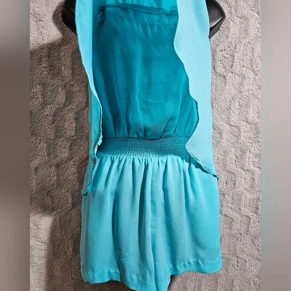Bebe Turquoise Blue Cami Romper Small - Picture 5 of 10
